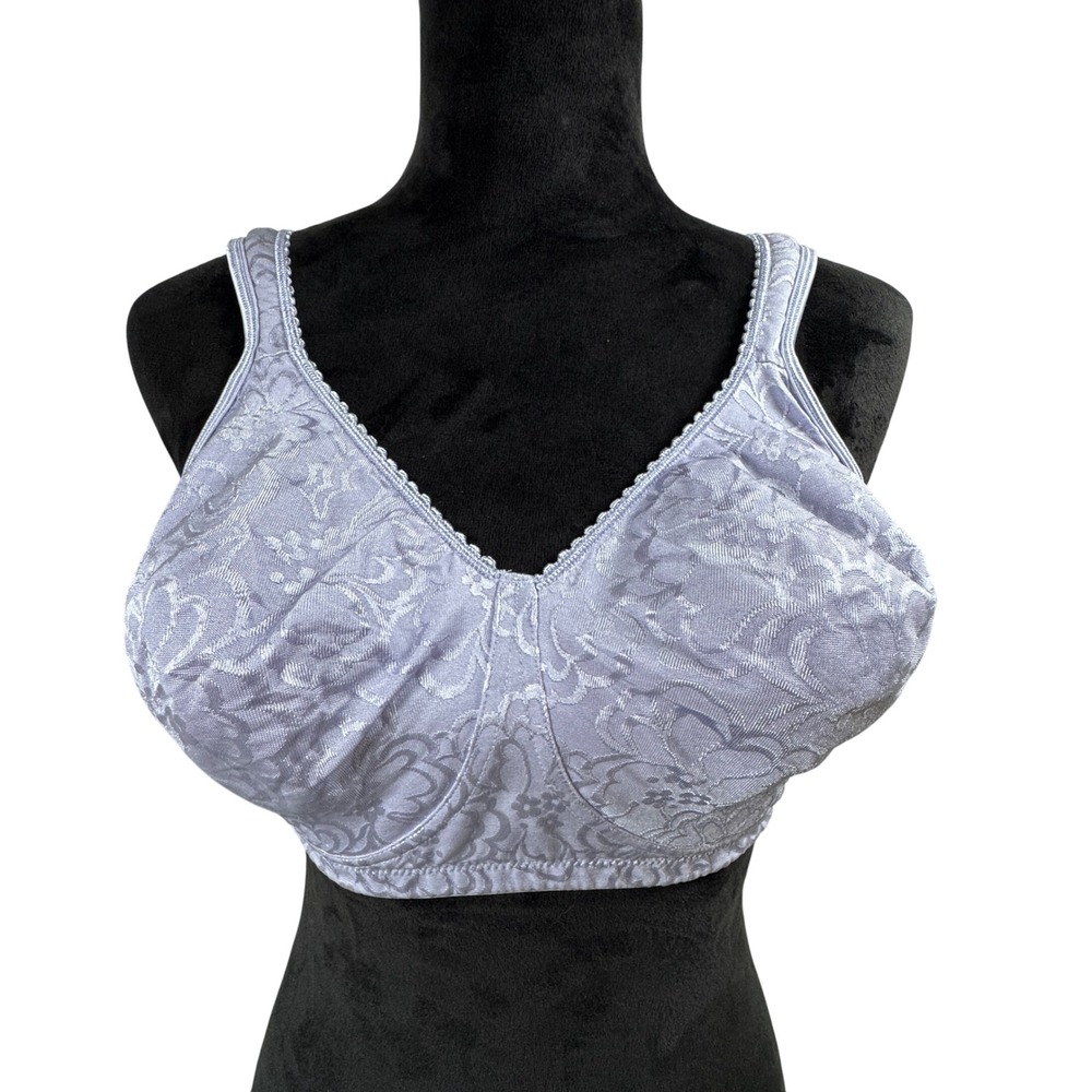 Women's Playtex 18‎ Hour Bra 38D Lavender Moon Floral Jacquard Wireless  4745